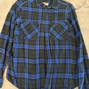 Express Blue and Black Plaid Shirt